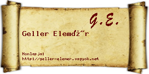 Geller Elemér névjegykártya